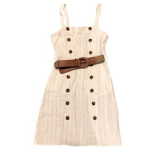 Forever 21 size XS button up linen wide strap dress